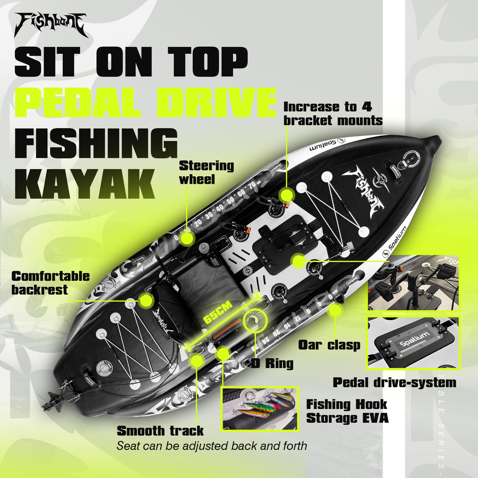 Spatium Fishing Kayak Boat Ped - đánh giá và giá Fishing Kayak Pedal Drive